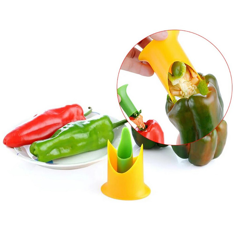 2 TK Köögiviljalõikur Juhuslik paprika-puuvili Tööriistad Küpsetusseade Köögiseemnete eemaldaja Loov südamiku puhastamise vidin