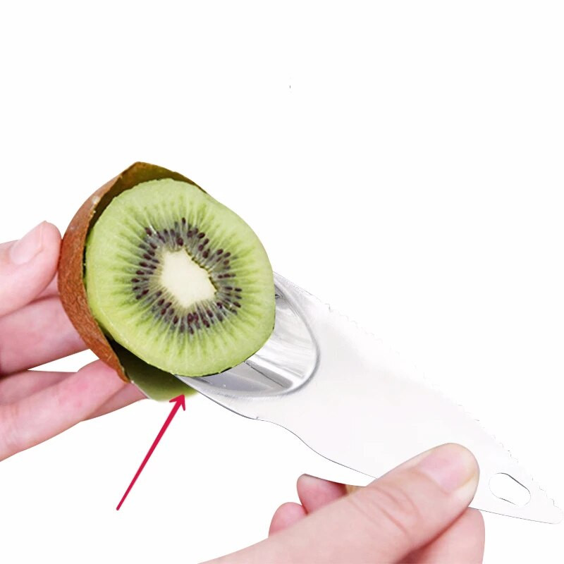 Nerūdijančio plieno kivio peiliukai Kivių vaisių pjaustymo šaukšto lupimo kaušelis Dantytas peiliukas parduotuvės virtuvei namams lauke