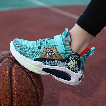 Марка Детски спортни обувки Момчета Баскетбол Спортни обувки за тенис Модни удобни тийнейджърски ежедневни маратонки Неплъзгащи се маратонки