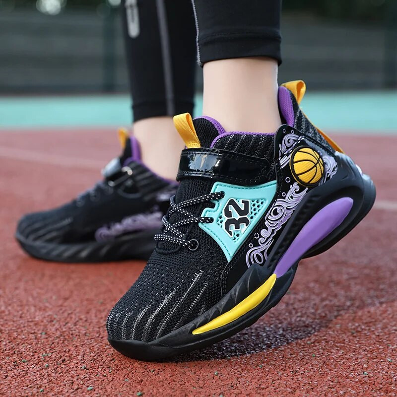 Gamintojas Vaikiški sportiniai bateliai berniukams Krepšinis Sportiniai teniso bateliai Madingi Patogūs laisvalaikio sportbačiai paaugliams Neslystantys bėgimo bateliai