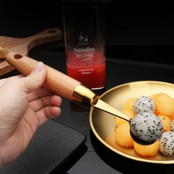 Ahunderjiaz-Кухненски комплект инструменти, инструменти за рязане на плодове, лъжица с топчета за плодове, неръждаема стомана 304, кръгла лъжица, копач на топки