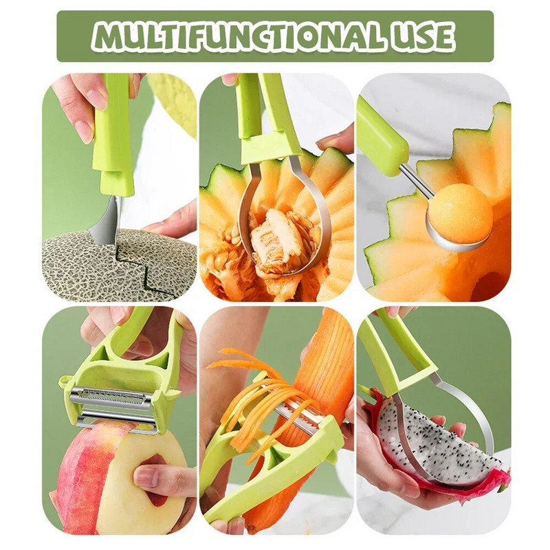 Cuțit pentru pepene galben Cuțit pentru cioplit fructe Actualizare 6-în-1 Cuțit pentru fructe și legume Multifuncțional Dig Pulp Instrument de bucătărie Gadget