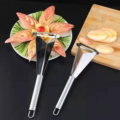 Fruit Push Knife Διπλής κεφαλής Melon Baller Scoop Τριγωνικό σχήμα Αποφλοιωτής λαχανικών Πιατέλα φρούτων καρπούζι Εργαλείο κουζίνας