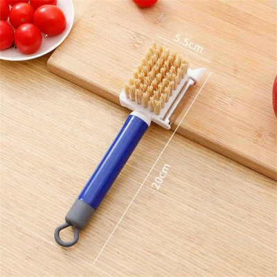 Vaisių daržovių šepetys Virtuvė Bulvių Agurkų Nerūdijančio plieno Skylės Kasimo Žievelės Peilio Šepetėlis Daugiafunkcis puodo dubuo švarus šepetys