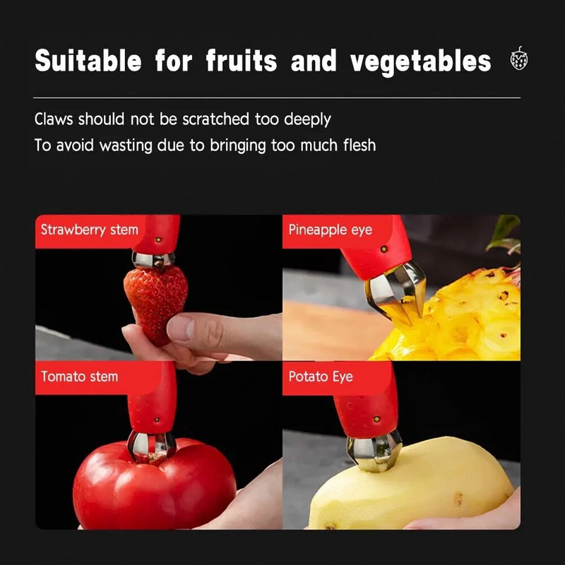 Decorticator de căpșuni Tăietor de ananas Cuțit de fructe pentru îndepărtarea tulpinilor de roșii util Dispozitiv de curățat frunze de căpșuni Accesorii de bucătărie