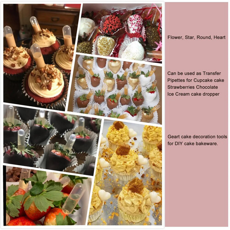 50 vnt./pak. Ledų želė pieno kokteilių lašintuvai šiaudelių lašintuvui tortui Vienkartinis šiaudų purkštukas keksiukų desertų kepimo įrankiams