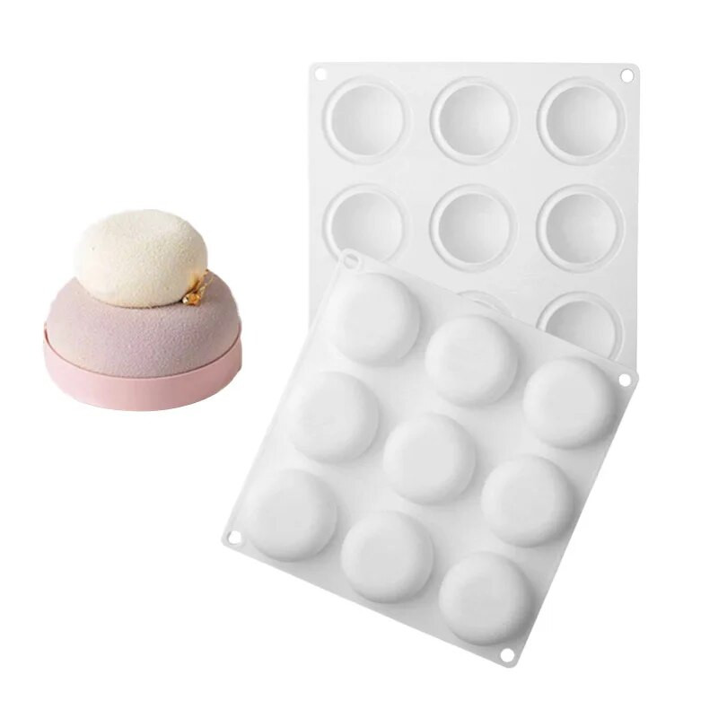 Силиконова форма Shenhong за печене на плосък кръгъл тортен мус и сапун, с 8 в ред и 9 в ред барабан за ръчно изработен шоколад