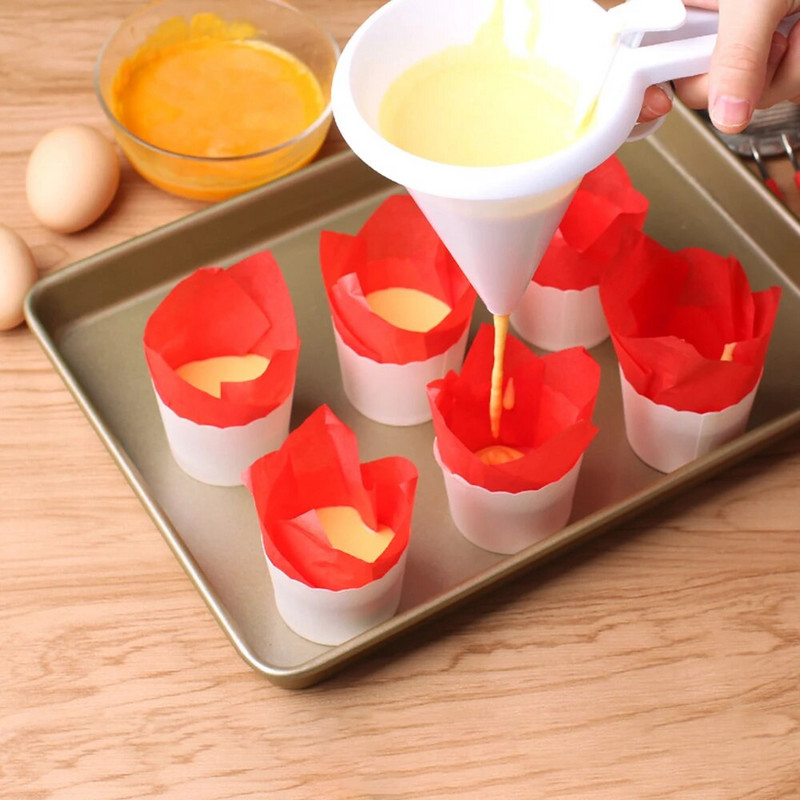 Rankinis tešlos piltuvas Deserto įrankiai Kepimo įrankiai Tortų dekoravimas Virtuvės priedai Reguliuojamas keksiukų perpakavimo piltuvas