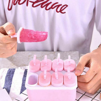 8 Girds форми за сладолед Summer Cool DIY ръчно изработена форма за десерти Popsicle за фризер Машина за производство на кубчета лед Многократна форма за лед