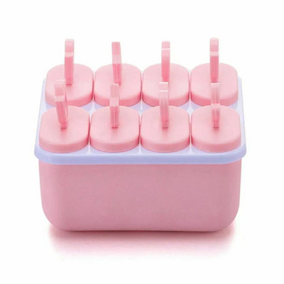 Καλούπια παγωτού 8 Girds Summer Cool DIY Χειροποίητη φόρμα για παγωτό για κατάψυξη Φρούτα παγωτομηχανή Επαναχρησιμοποιήσιμη φόρμα πάγου