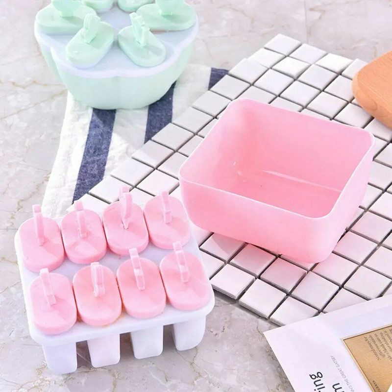 8 Girds Forme pentru înghețată Summer Cool DIY Desert handmade Popsicle Mold pentru congelator Fructe Ice Cube Maker Mold reutilizabil pentru gheață