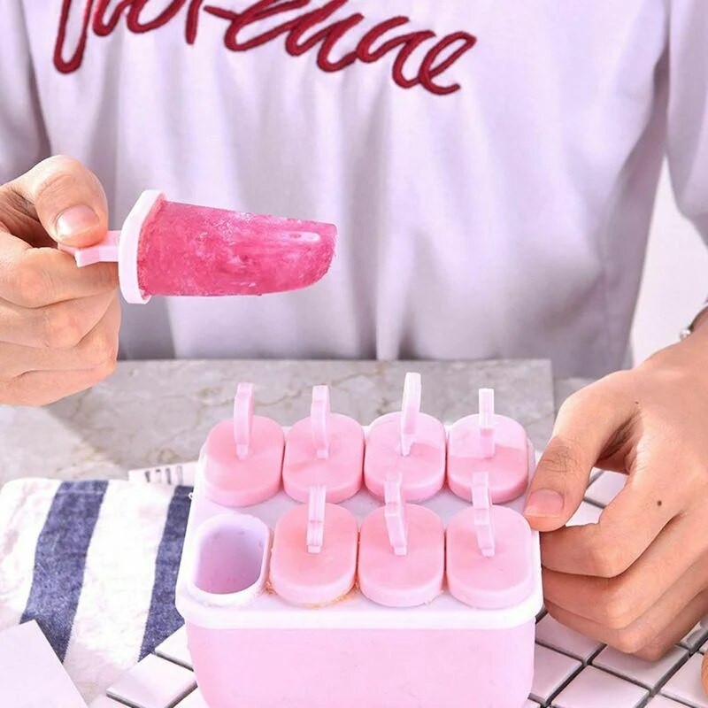 8 Girds Forme pentru înghețată Summer Cool DIY Desert handmade Popsicle Mold pentru congelator Fructe Ice Cube Maker Mold reutilizabil pentru gheață