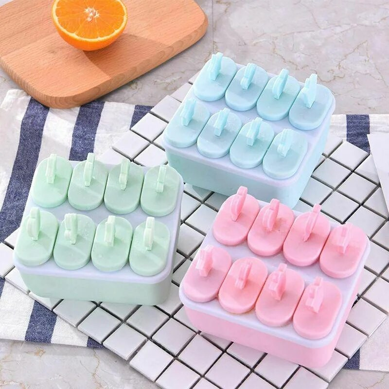 8 Girds Forme pentru înghețată Summer Cool DIY Desert handmade Popsicle Mold pentru congelator Fructe Ice Cube Maker Mold reutilizabil pentru gheață