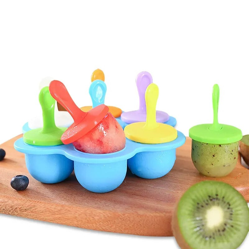 7 găuri din silicon de calitate alimentară pentru înghețată pentru palete de gheață. Tavă de gheață pentru bebeluși.