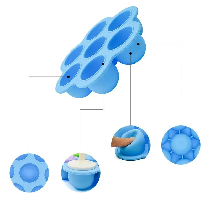 7 găuri din silicon de calitate alimentară pentru înghețată pentru palete de gheață. Tavă de gheață pentru bebeluși.