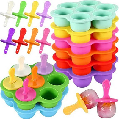 Цветни Popsicle силиконова форма за хранителна силиконова топка за лед Бебешки плодов шейк Инструменти за приготвяне на сладолед Машина за сладолед