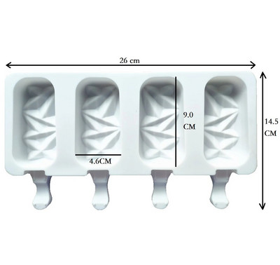 Mucegai pentru înghețată din silicon cu 4 celule Cub de gheață Popsicle Butoi Mucegai Desert Congelator Suc DIY Mold Maker Instrumente Stick de ghiocete