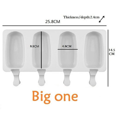 Mucegai pentru înghețată din silicon cu 4 celule Cub de gheață Popsicle Butoi Mucegai Desert Congelator Suc DIY Mold Maker Instrumente Stick de ghiocete