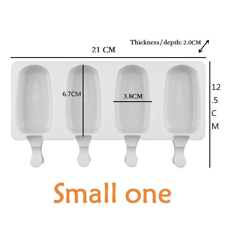 Silikonski kalup za sladoled s 4 ćelije. Ice Pop kocka. Kalup za bačvu za sladoled. Zamrzivač za desert. Alati za izradu kalupa. Štapić za sladoled.