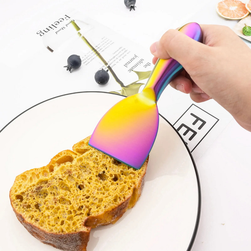 1 buc. Cuțite colorate pentru brânză, mâner din oțel inoxidabil, tăietor pentru brânză, tablă pentru brânză, spatulă pentru unt, instrumente pentru brânză de bucătărie, veselă