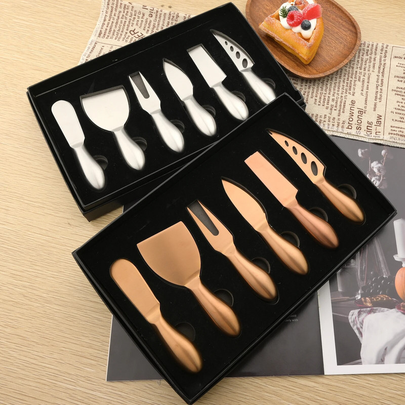 Cuțit pentru brânză mat Unelte pentru copt Tacâmuri din oțel inoxidabil 1 buc. Cuțit pentru brânză multifuncțional negru Mini furculiță Tacâmuri Gadget de bucătărie