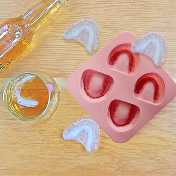 Μούχλα για παγωτό σε σχήμα οδοντοστοιχίας 4 οπών Δίσκοι παγωτού σιλικόνης Σκάλισμα καλούπι DIY Ice Cream Mold Gag Δώρο για οδοντίατρους ή ηλικιωμένους