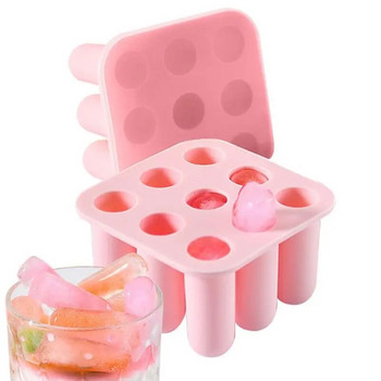 9 решетка хранителна силиконова тава за лед Начало с капак Направи си сам Форма за кубчета лед Квадратна форма Машина за сладолед Кухненски бар аксесоари