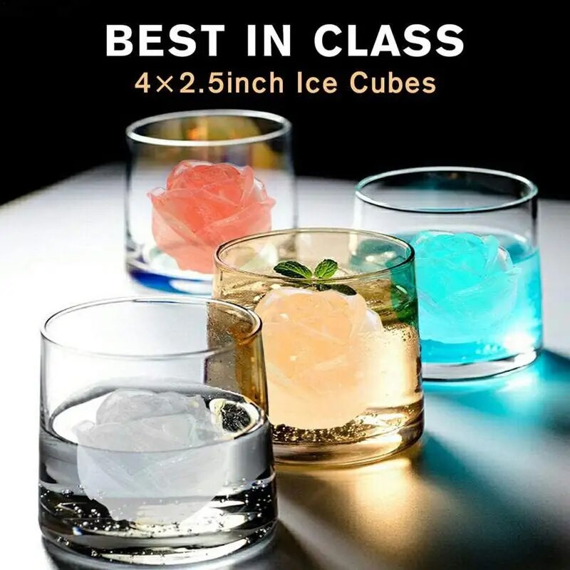 4 Grile Cuburi de gheață cu flori de trandafiri Mucegai din silicon pentru decorarea nunții de Crăciun Biscuiți Forme pentru prăjituri cu ciocolată Ustensile de coacere de bucătărie