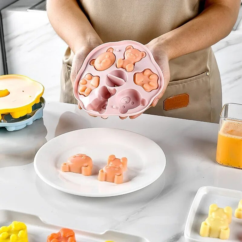 Silikonski kalup za sladoled i žele od medvjeda za dječju hranu Silikonski kalup za tortu kuhanu na pari. Kalup za sladoled od mlijeka i želea.