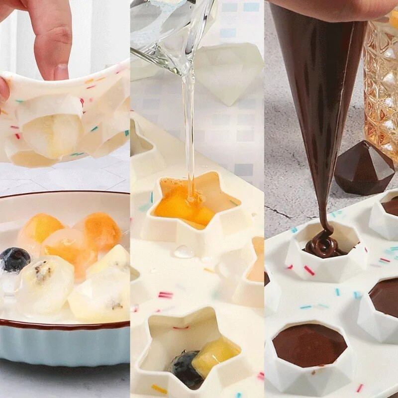Producător de cuburi de gheață din silicon Matriță creativă pentru gheață, cub de gheață în formă de stea de inimă, tavă de gheață pentru vin, ceai, băutură, tavă de gheață DIY, bucătărie