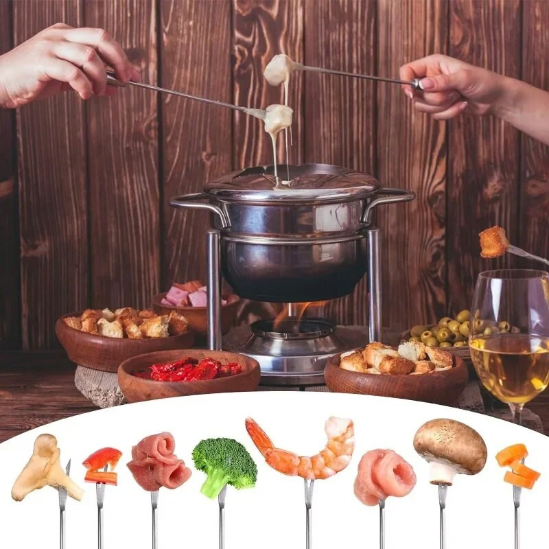 6 buc/set 24 cm oțel inoxidabil fierbinte furculiță ciocolată brânză fructe furculiță desert bricolaj fondue topire frigarui unelte de bucătărie