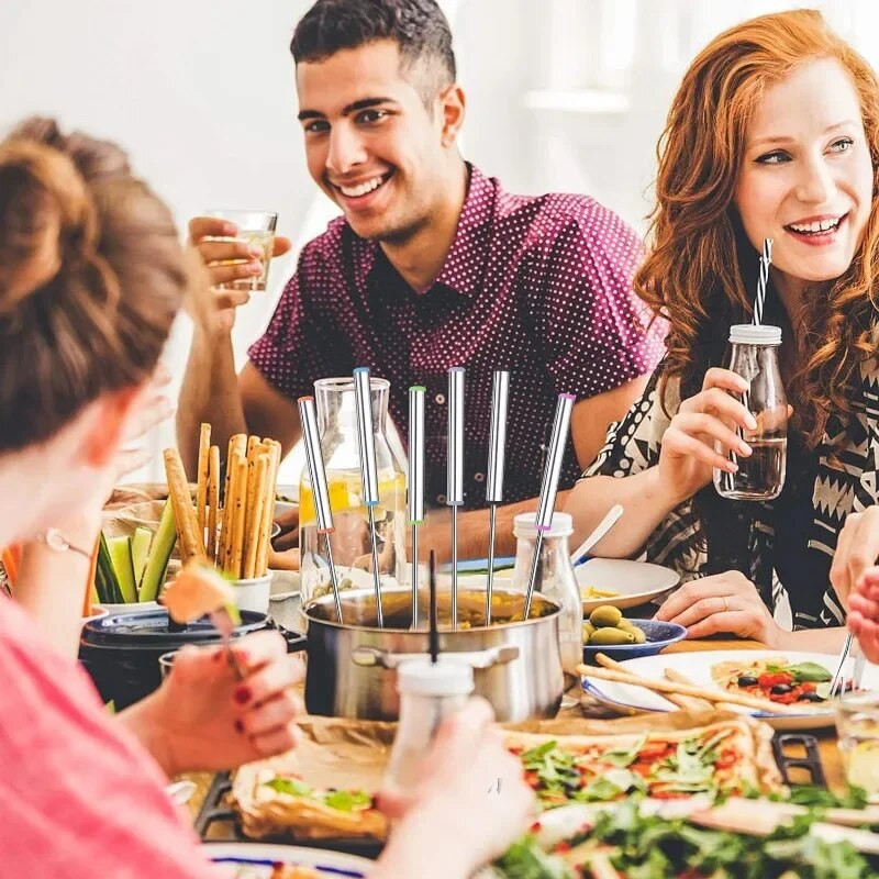 6 buc/set 24 cm oțel inoxidabil fierbinte furculiță ciocolată brânză fructe furculiță desert bricolaj fondue topire frigarui unelte de bucătărie