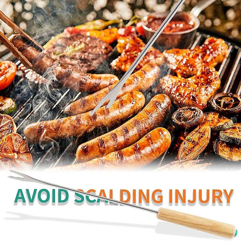 6 bucăți/set furculițe pentru fondue din oțel inoxidabil, mâner din lemn, furculițe pentru ciocolată, fructe, desert, brânză, furculiță pentru grătar, oală fierbinte, frigărui, unelte de bucătărie