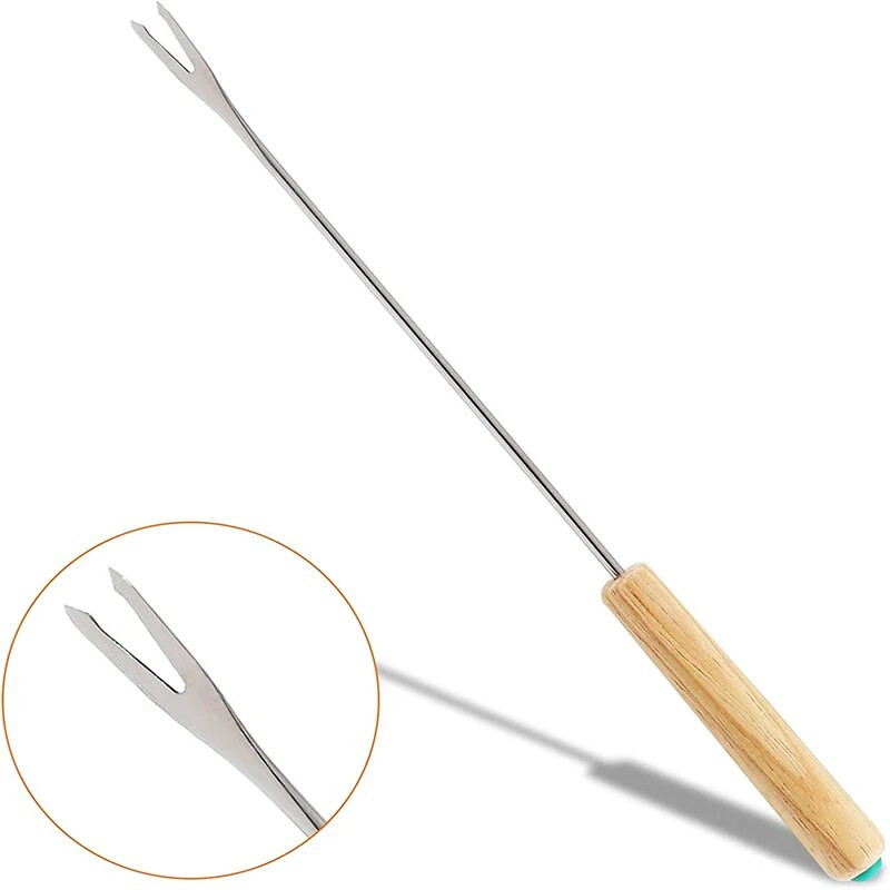 6 bucăți/set furculițe pentru fondue din oțel inoxidabil, mâner din lemn, furculițe pentru ciocolată, fructe, desert, brânză, furculiță pentru grătar, oală fierbinte, frigărui, unelte de bucătărie