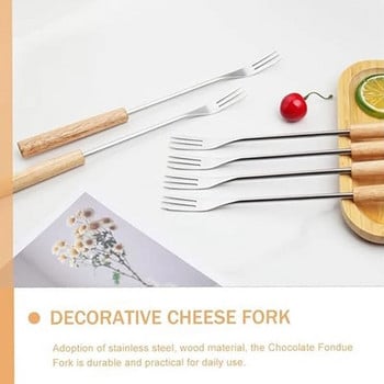 Σετ ψησίματος 12 τεμ. Fondue Fork Σετ ψησίματος Muddler Ice Cream Fondue Forks Ξύλο + ανοξείδωτο ατσάλι για κοκτέιλ