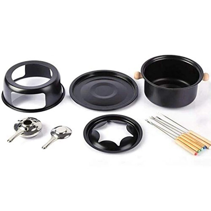 Mini set posuda za fondue od nehrđajućeg čelika, sir, čokolada, fondue, 6 vilica za umakanje i uklonjivi lonac za otapanje umaka od slatkiša