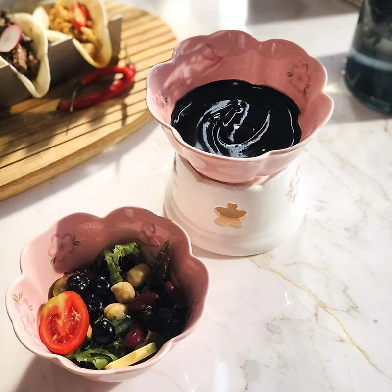 Kuhinjski set lonaca za fondue, glazirani keramički lonac za fondue za sir ili čokoladu, tapas, set za grijanje maslaca. 200 ml.