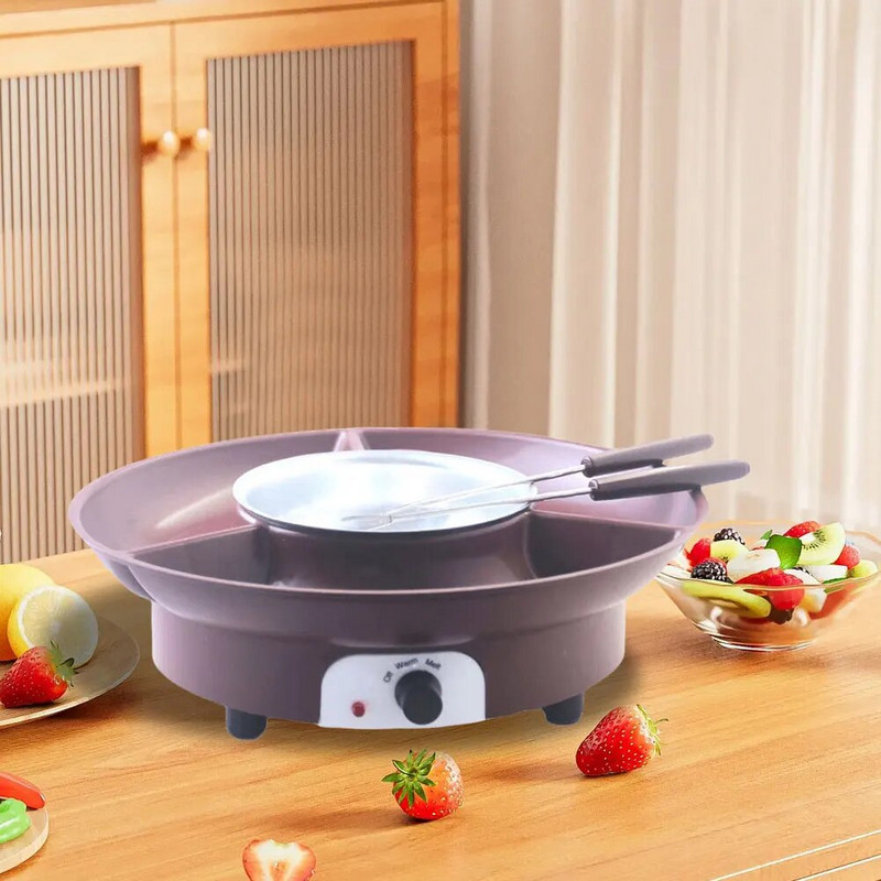 Set električnih lonaca za fondue s pladnjem za hranu u 3 dijela i 2 vilice za umakanje Stroj za fontanu za čokoladu Aparat za fondue od sira za zabave