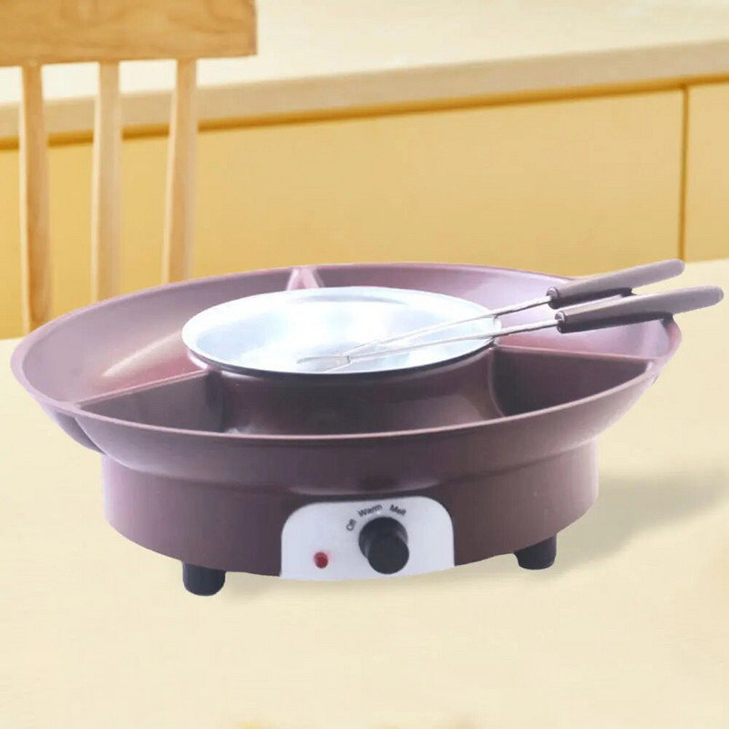 Set električnih lonaca za fondue s pladnjem za hranu u 3 dijela i 2 vilice za umakanje Stroj za fontanu za čokoladu Aparat za fondue od sira za zabave
