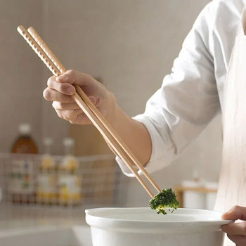 Ιαπωνικά Extra Long Wood Chopsticks Γυαλισμένα οξιά τηγανητά φαγητά Noodle Αντιολισθητικά chopsticks κουζίνας Εργαλεία μαγειρέματος
