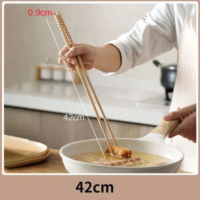 Ιαπωνικά Extra Long Wood Chopsticks Γυαλισμένα οξιά τηγανητά φαγητά Noodle Αντιολισθητικά chopsticks κουζίνας Εργαλεία μαγειρέματος