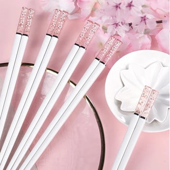 Amber Sakura Japanese Chopsticks Αντιβακτηριδιακά Αντιολισθητικά Ανθεκτικά σε Υψηλές Θερμοκρασίες Επαναχρησιμοποιήσιμα για Σούσι Τσοπ ξυλάκια Επιτραπέζια σκεύη