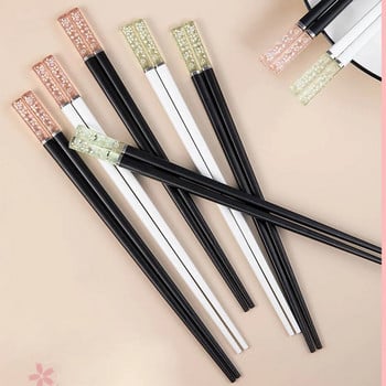 Amber Sakura Japanese Chopsticks Αντιβακτηριδιακά Αντιολισθητικά Ανθεκτικά σε Υψηλές Θερμοκρασίες Επαναχρησιμοποιήσιμα για Σούσι Τσοπ ξυλάκια Επιτραπέζια σκεύη