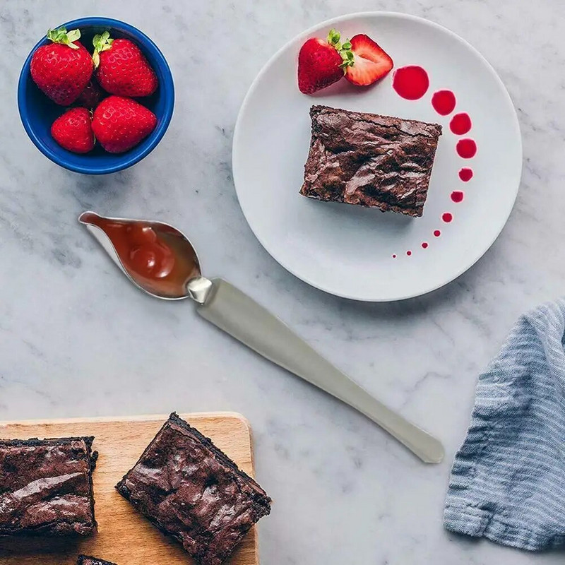 ChefValon Placare cu sos Art Creion Decorare Desert Desen Bucătărie Oțel inoxidabil Linguriță portabilă pentru pictură