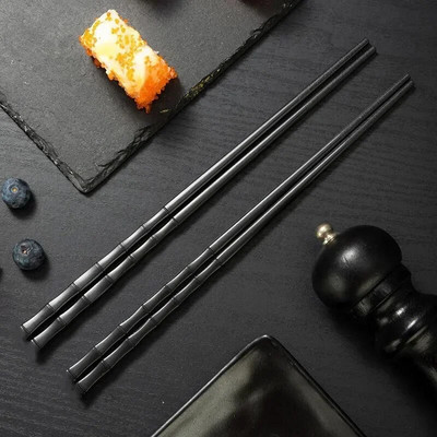 1 чифта Алуминиеви китайски пръчици за хранене Японски суши пръчици за многократна употреба против хлъзгане, подходящи за съдомиялна машина бамбукова форма пръчици за храна