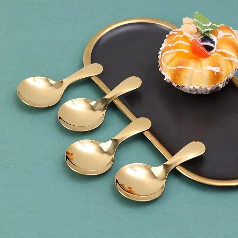 304 rozsdamentes acél kanál kis cukor fűszerkanalak ezüst arany tea kávékanál mini fagylalt desszert kanál konyhai étkészlet