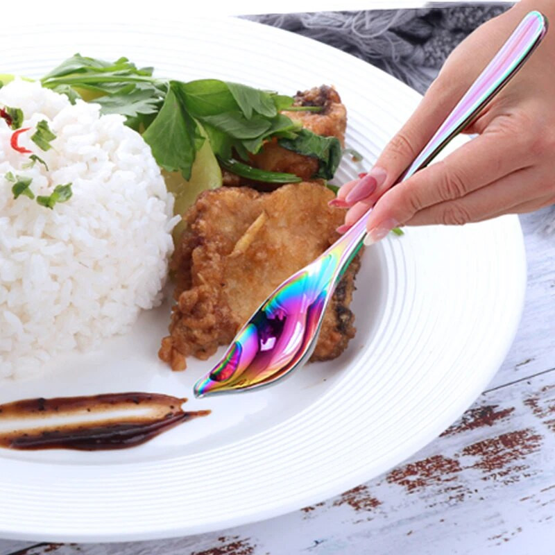Linguriță colorată pentru farfurii din oțel inoxidabil Instrument creativ de coacere pentru prăjituri Lingură pentru decorare bricolaj, gura conică, sos de miere, linguri de metal
