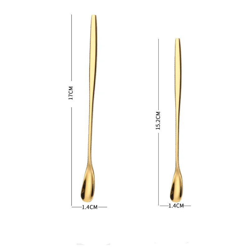 304 rozsdamentes acél hosszú nyelű keverőkanál kávés teáskanál desszertkanál keverőrúd apró kanál arany konyhai kiegészítők