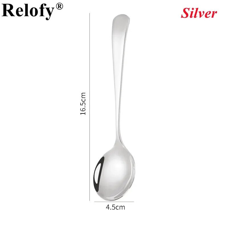 1db 304 rozsdamentes acél kerek fejű tálaló desszert kanál kávés evőkanál méz különleges kanalak konyhai étkészlet