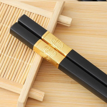 5 ζεύγη κινέζικα ξυλάκια πλαστικό τροφίμων + κράμα Food stick αντιολισθητικά επαναχρησιμοποιήσιμα ξυλάκια για επιτραπέζια σκεύη σούσι